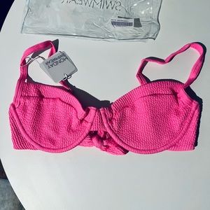 Monday Swimwear Maui Top in Neon Pink Crinkle